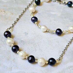 Classic midnight blue and white pearl jewelry for any occasion